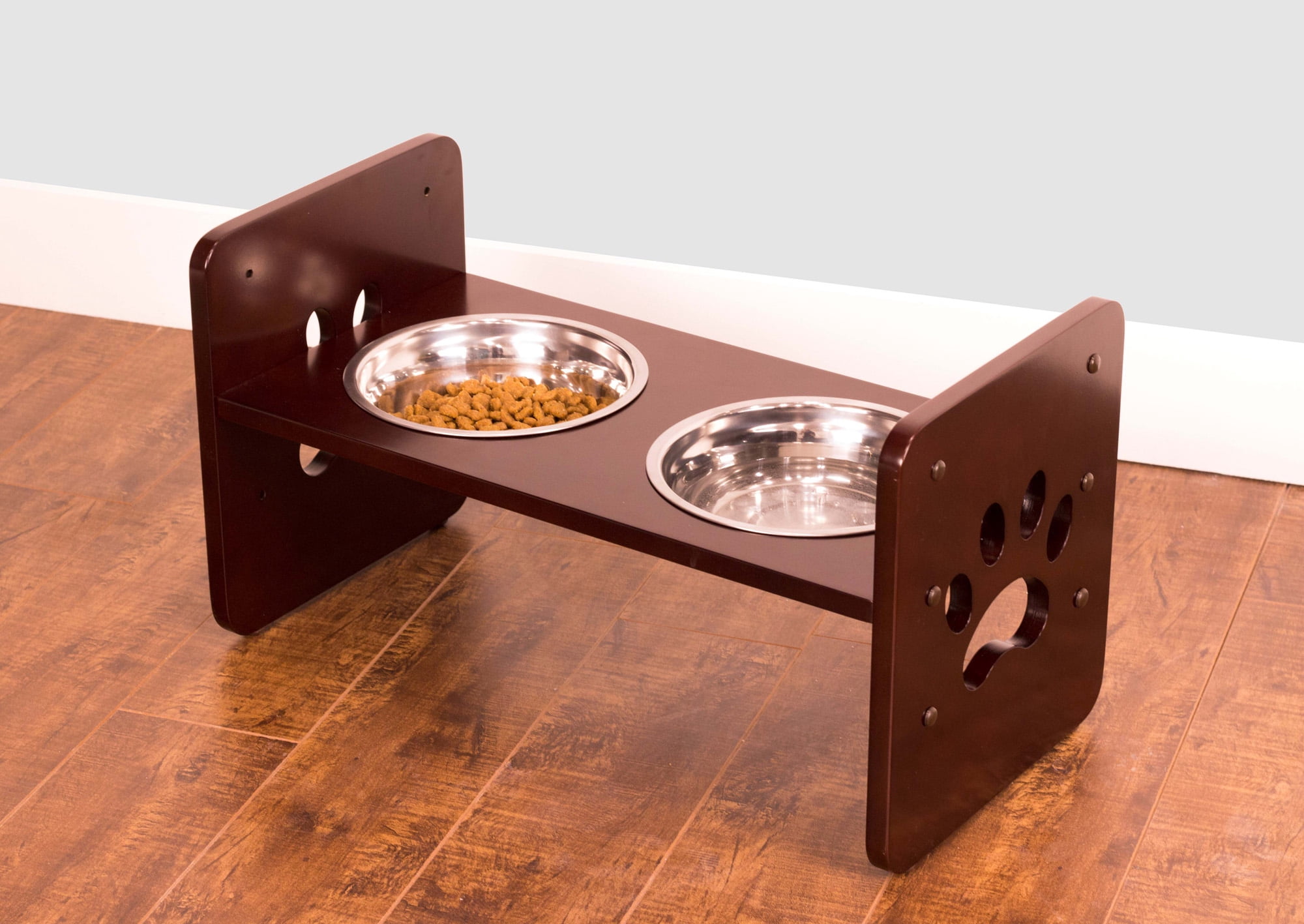 Contemporary Home Living 20" Brown Durable Adjustable Pet Feeder