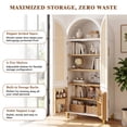 thumbnail image 4 of Leumius 71" Tall Arched Cabinet with Rattan Doors and Adjustable Shelves,4 Doors Modern Farmhouse Storage Cabinet with Built-in Racks for Kitchen Dining Room Study White, 4 of 9