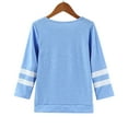 thumbnail image 3 of HBFAGFB T Shirts for Teen Girls Crew Neck Long Sleeve Sweatshirt Casual Comfort Blouse Blue Size M, 3 of 4