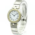 thumbnail image 2 of Pre-Owned CARTIER Santos Round 18K Gold Steel Quartz Ladies Watch Polished, 2 of 8