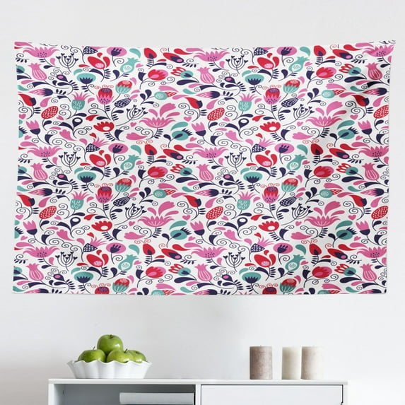 Tulip Tapestry, Exquisite Flourishing Garden Vivid Colored Endless Petals Eco Illustration, Fabric Wall Hanging Decor for Bedroom Living Room Dorm, 2 Sizes, Orange, by Ambesonne