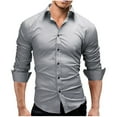 thumbnail image 6 of Men's Slim-fit Long-sleeved Solid Color Simple Formal Shirt, 6 of 9