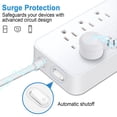 thumbnail image 6 of 15FT Surge Protector Power Strip Extension Cord with USB C, Flat Plug Power Strip with Long Cord, 8 Outlets and 3 USB A & 1 USB-C Port,1700J Wall Mount Desk Multiple Outlets White, 6 of 8