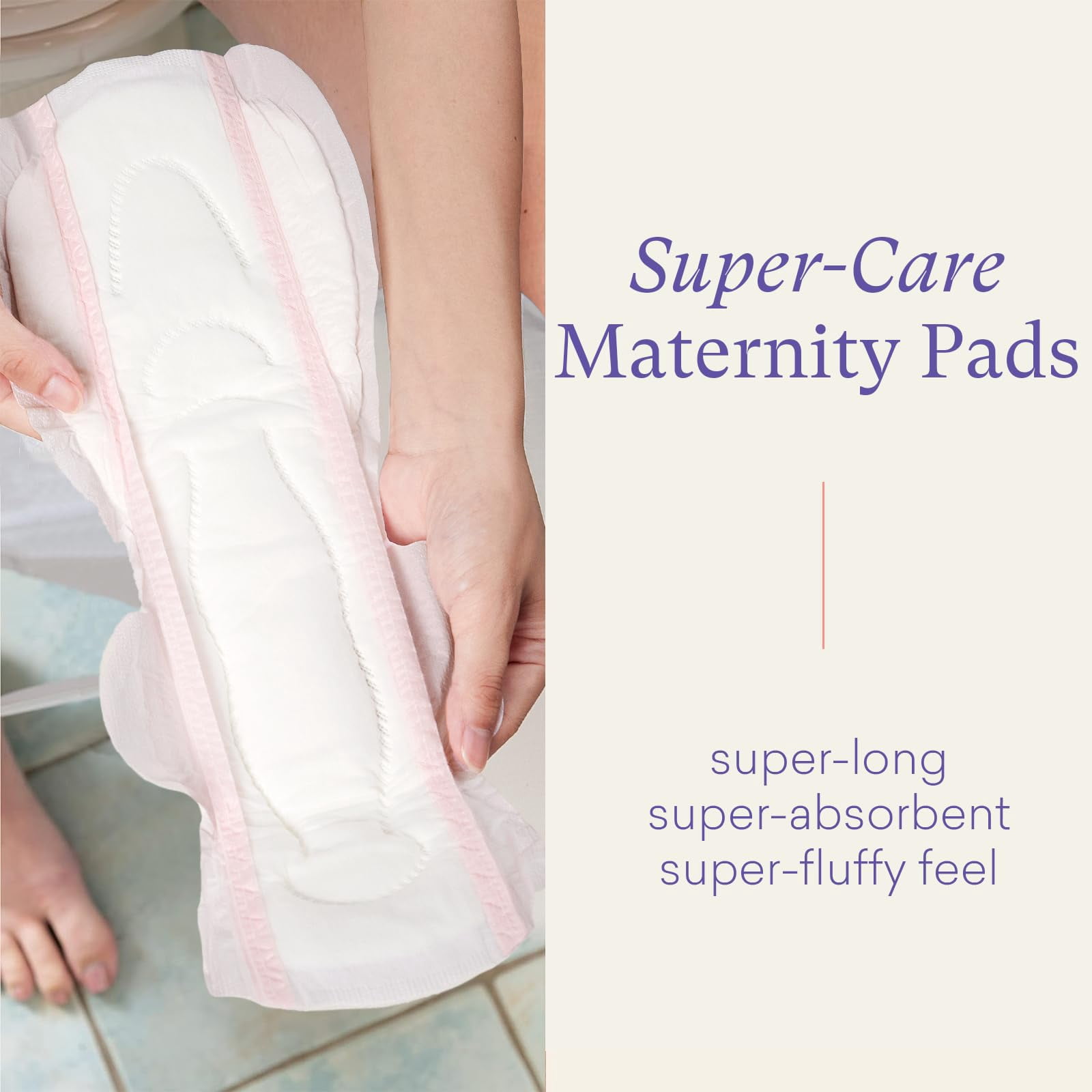 PurComfy Premium Postpartum Pads for Women, Extra Long Heavy After-Birth Incontinence Pads, Maximum Absorbency Leak-Proof Bladder Protection Sensitive Skin Ultra Soft Winged Maternity Pads, 96ct