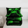 thumbnail image 4 of Gamer Comforter Set Twin,Gaming Bedding,Video Games Gamepad Bedding Comforter Sets Neon Glowing Square Geometric Grid Green Bedroom Decor Duvet Insert, 4 of 7