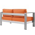 thumbnail image 4 of Modway Causeuse de Patio Extérieure en Tissu et Aluminium, Argent/orange, 4 of 4