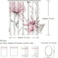 thumbnail image 5 of Pink Grey Watercolor Floral Shower Curtain, Flower Leaves Aesthetic Art Bathroom Decor, Waterproof Polyester Cloth Fabric with 12 Hooks,72x72 in, 5 of 7