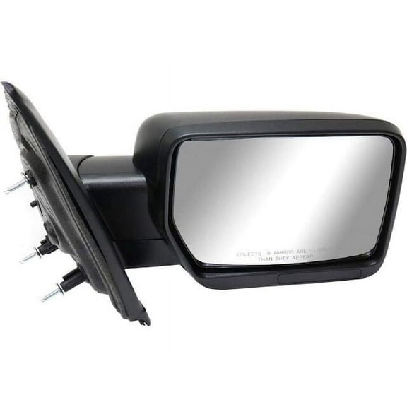 Right Passenger Side Manual Mirror - Square Head Design - Black Textured - Compatible with 2009 - 2011 Ford F-150 2010