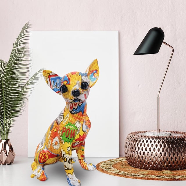 Estatua de Perro Multicolor BLESIY Chihuahua Escultura