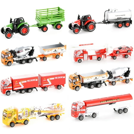 Back Car Truck - 8PCS Diecast Metal Truck Models Pull Back Car Toys Play Set Vehicles Playset