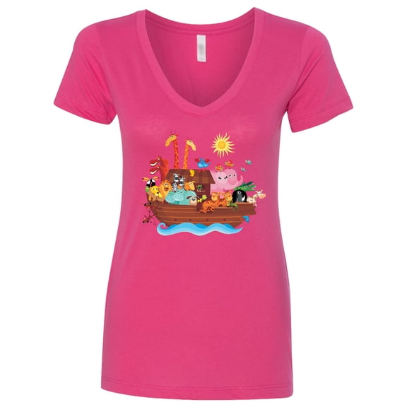Inktastic Animal Ark Bible Story Christian Women's V-Neck T-Shirt