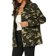 thumbnail image 4 of INSPIRE CHIC Women's Utility Jackets Drawstring Waist Flap Pockets Lightweight Jacket Camouflage M, 4 of 5