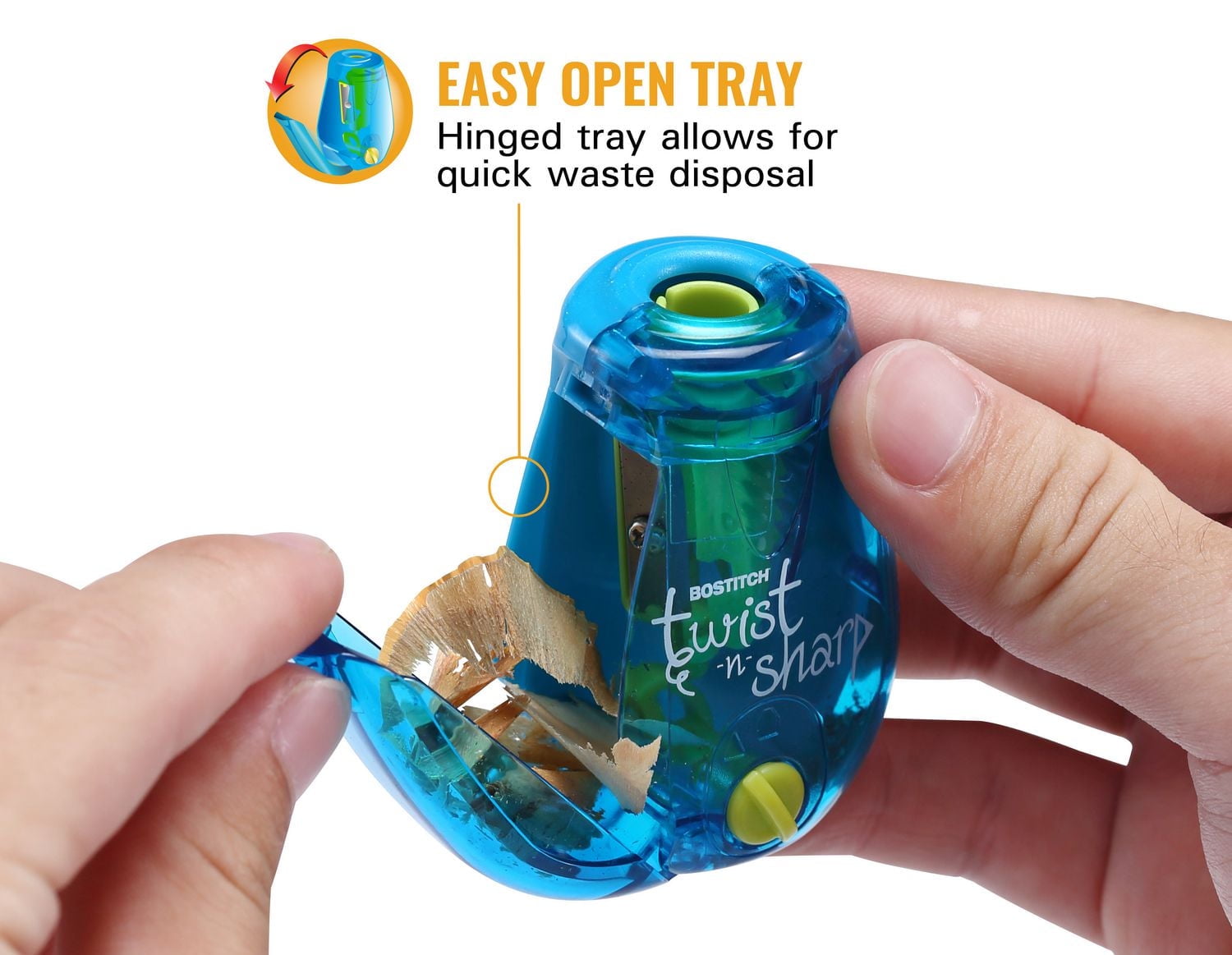 BOSTITCH Twist-n-Sharp Manual Assorted Colours Hand Held Pencil Sharpener