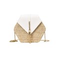 thumbnail image 1 of Paja en Forma Hexágono + Bolsos Hombro PU Bolsos Con Asa Superior para Mujeres Playa (Blanco), 1 of 9