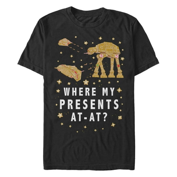 Men's Mad Engine  Black Star Wars Gingerbread Cookie AT-AT Graphic T-Shirt