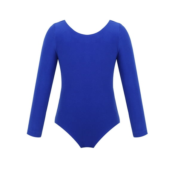 Sholeno Kids Girls One Piece Gymnastic Leotard Ballet Dance Long Sleeve Athletic Unitard Bodysuit Dark Blue 8