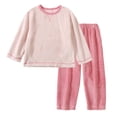 thumbnail image 2 of PInxai Clothes for Boys Girls Color Block Comfy Round Neck Tops Elastic Waisted Wide Leg Pants Thermal 2 Piece Outfits Fall,Pink,6-7Years, 2 of 4