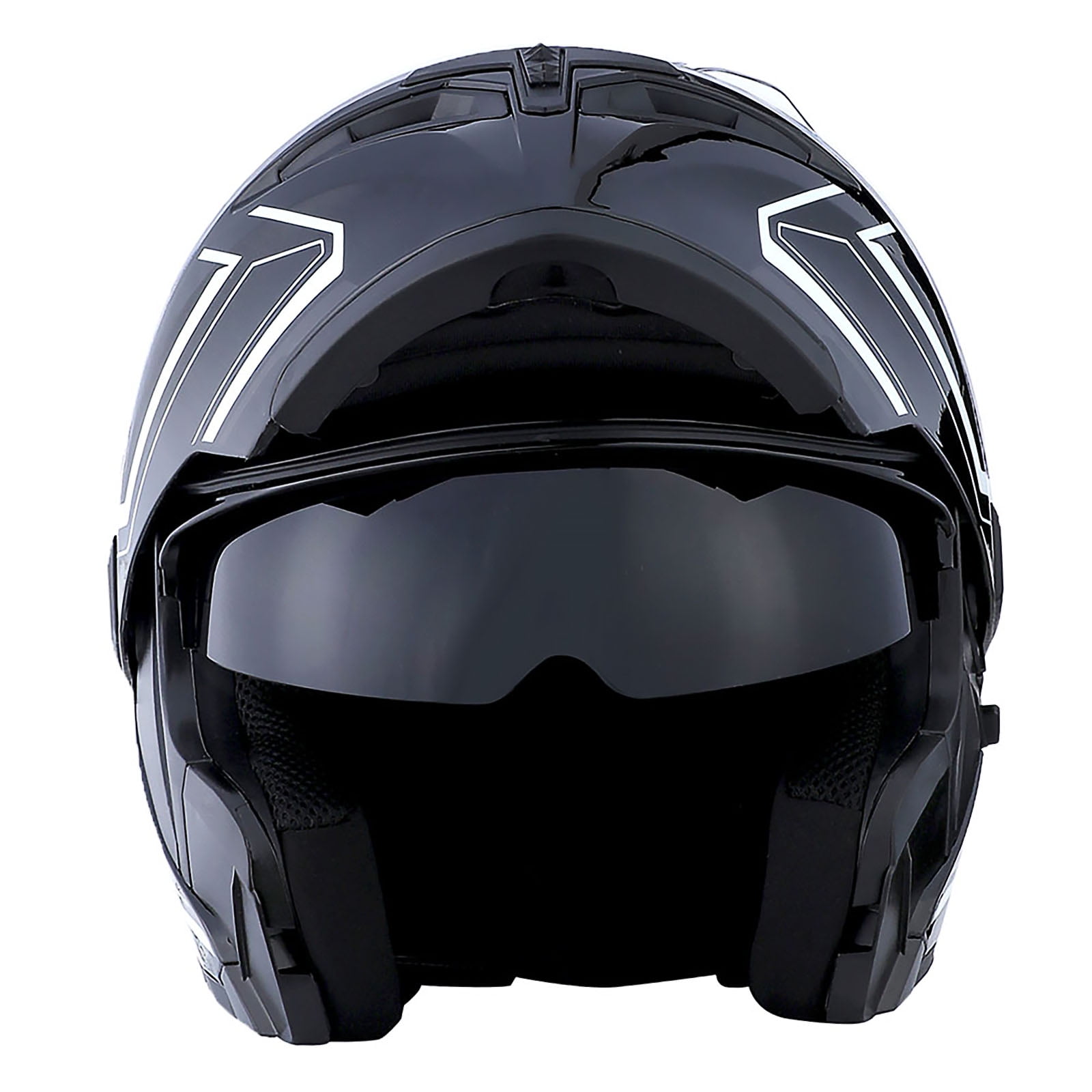 1Storm Motorcycle Street Bike Modular Flip up Dual Visor Full Face Helmet HB89 Arrow White