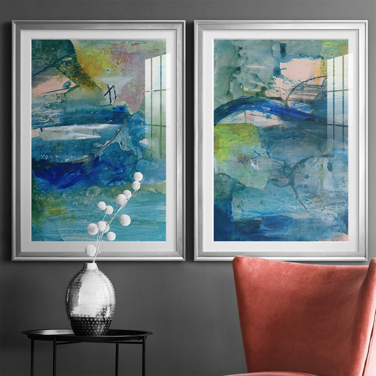 Wexford Home Spring Winds VII Premium Framed Print, 26.5" x 36.5" - Ready to Hang, Silver (Set of 2)