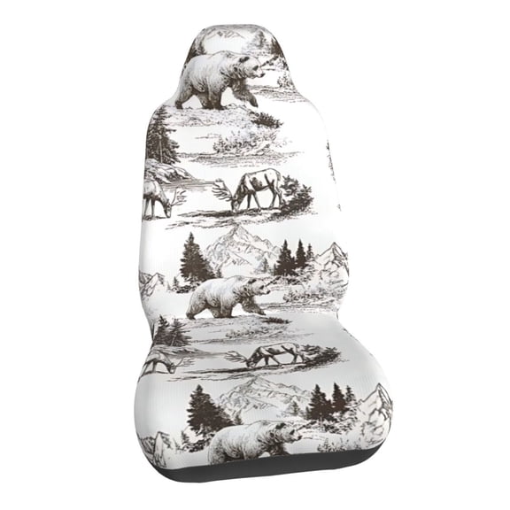 Bear Deer Hunting Car Seat Covers Stretch Car Seat Protectors Universal Fit