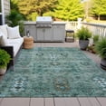 thumbnail image 5 of HomeRoots 630154 5 x 8 ft. Green & Teal Blue Tribal Washable Traditional Indoor & Outdoor Rectangle Area Rug, 5 of 9