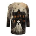 thumbnail image 4 of FAVIPT Womens Spooky Halloween Tops Three Quarter Sleeve Round Neck Shirts Cute Ghost Print Spooky Season Blouses Basic Soft Casual Tops Black,XXXXL, 4 of 5