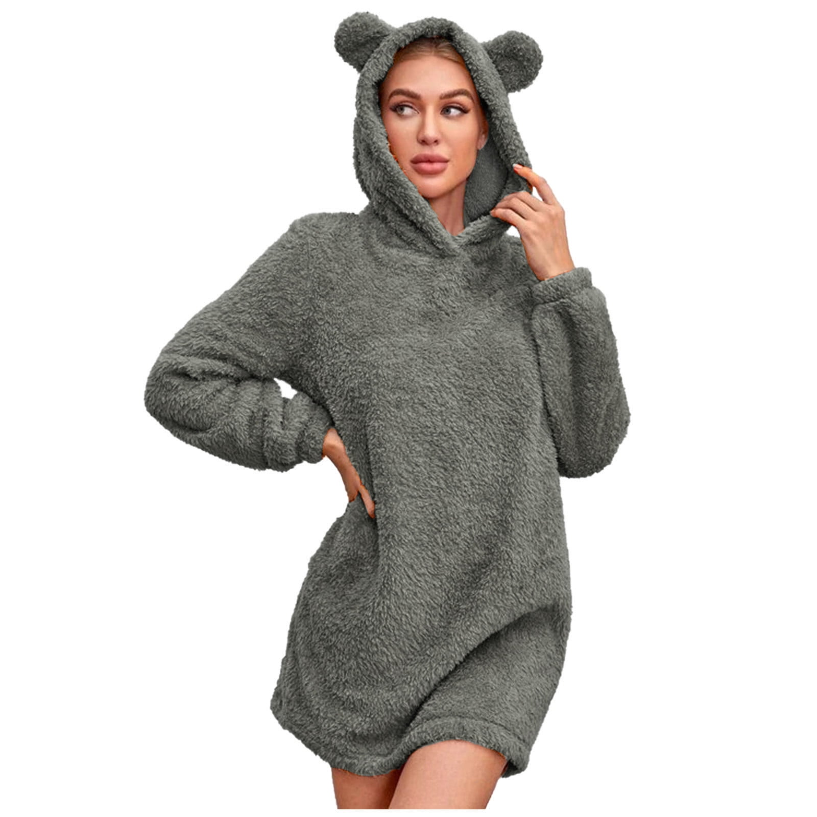 Teddy Bear Hooded Longline Outerwear