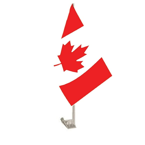 Canada Car Flag(Pack Of 2) Good Quality- Window Clip Flag (29cm X 44cm) Including Tough And Strong Poles for Canada
