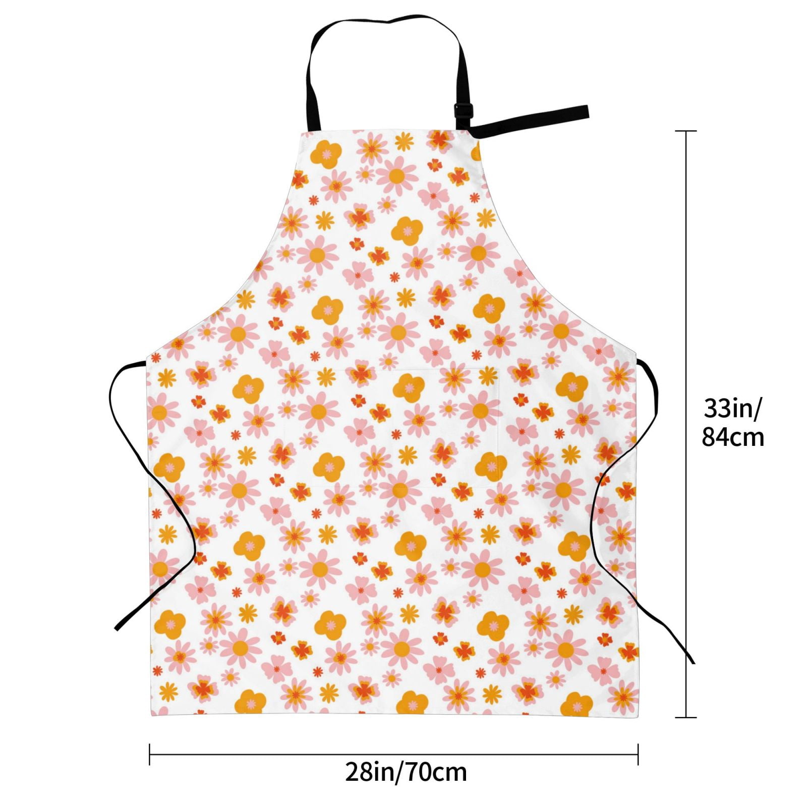 Kdxio 70s Retro Flowers Apron with Pockets Adjustable Kitchen Aprons for Men Women Waterproof Aprons for Cooking,Drawing,Crafting, Baking Household Cleaning