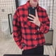 thumbnail image 3 of Camisas y blusas de manga larga para hombre, ropa de carga a cuadros, lujo, elegante, XXL, estilo coreano, tops para hombre, estética, hipster, novedad en S, 3 of 5