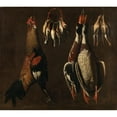 thumbnail image 2 of Circle of Evaristo Baschenis 22x20 Black Ornate Framed Double Matted Museum Art Print Titled: Still Life of Birds, 2 of 5