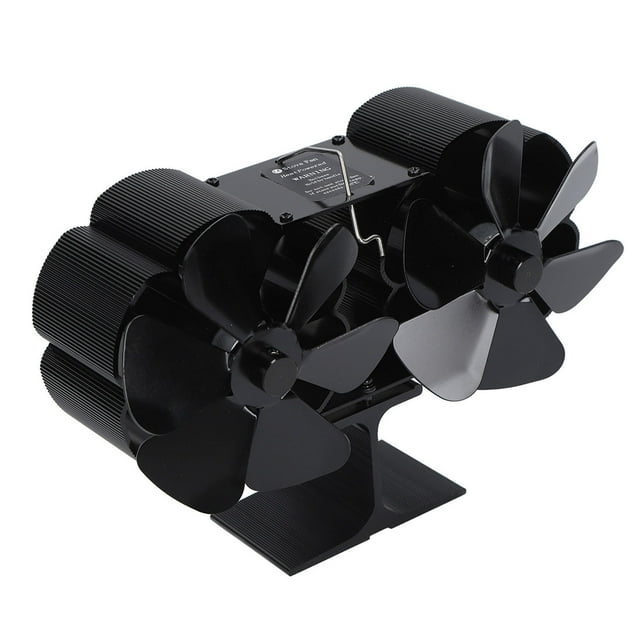 Ventilador De Estufa De Calor De 6 Aspas, Ventilador Para Hogar De Doble Cabezal, Ventilador No Eléctrico Para El Hogar, Negro