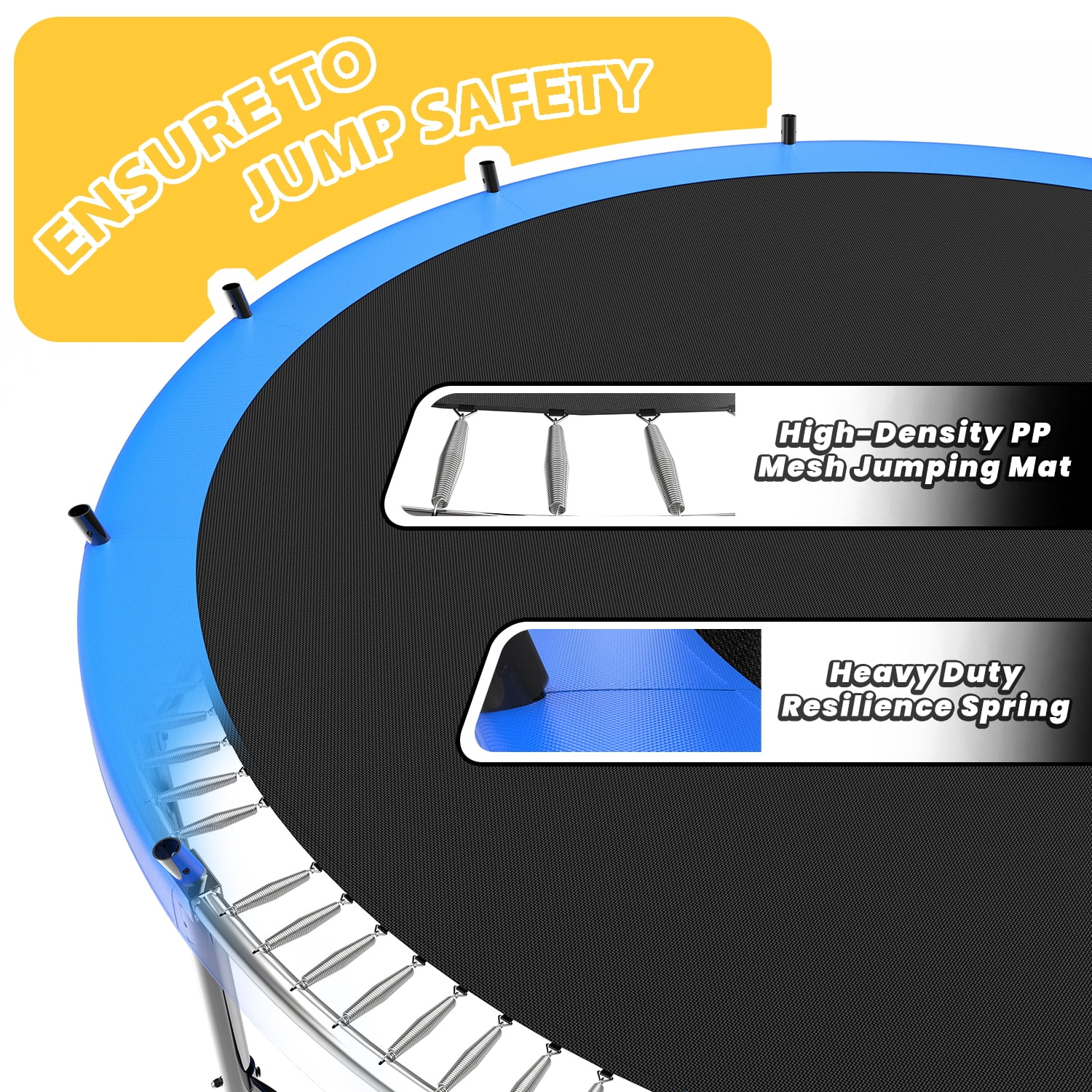 Leumius 16FT Trampoline with Enclosure Net,Outdoor Heavy Duty Pumpkin Trampolines with Curved Poles,Recreational Trampolines with Ladder and Basketball Hoop for Kids and Adults,Blue