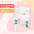 thumbnail image 5 of TLSUNNY Kids Vanity Set with Lights, Princess Makeup Dressing Vanity Desk W/ Bookshelf, Storage Cabinet & Shelves, Gift for Little Girls, 5 of 12