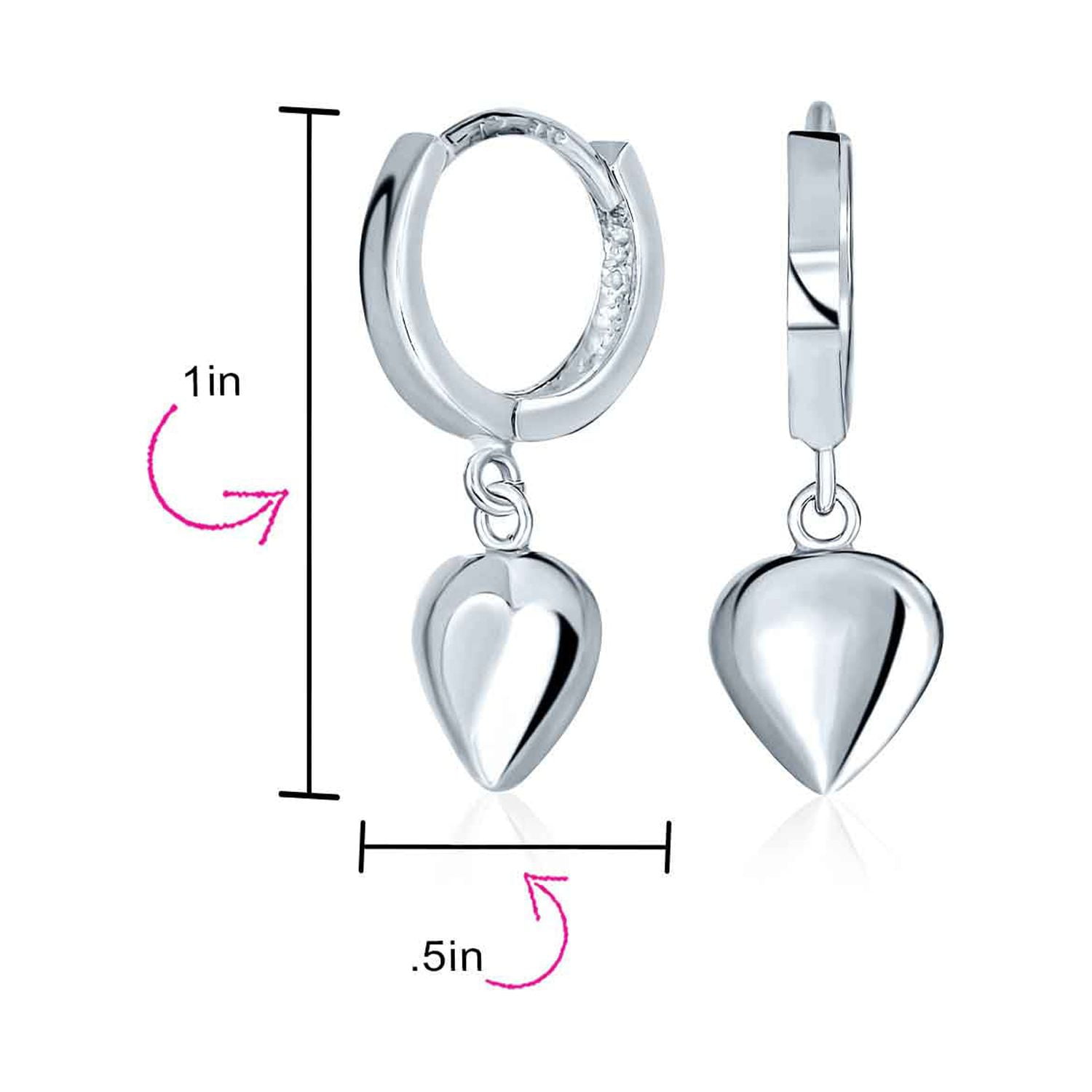 Bling Jewelry Womens Romantic Love Heart Dangle Earrings in