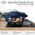 thumbnail image 2 of Alpine Cuisine Enamel Steel Dark Blue Speckle Dutch Oven 5.3 Quart - Non-Stick Coating Dutch Oven Pot with Lid & Eco-Friendly Carrying Handles, Multi-Purpose Cookware Pot for Baking, Roasting, 2 of 7