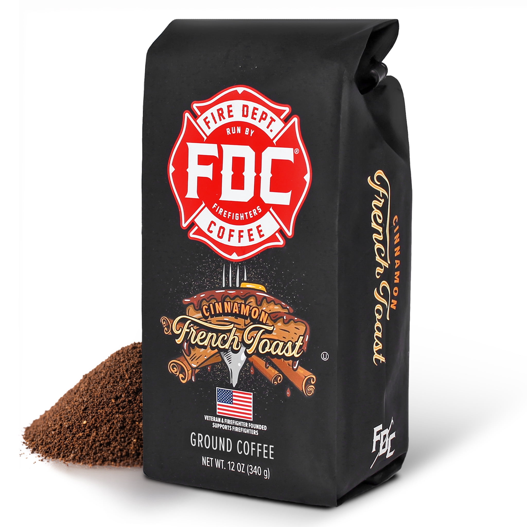 Fire Department Coffee Cinnamon French Toast Medium Roast Premium Ground Coffee, 12 oz