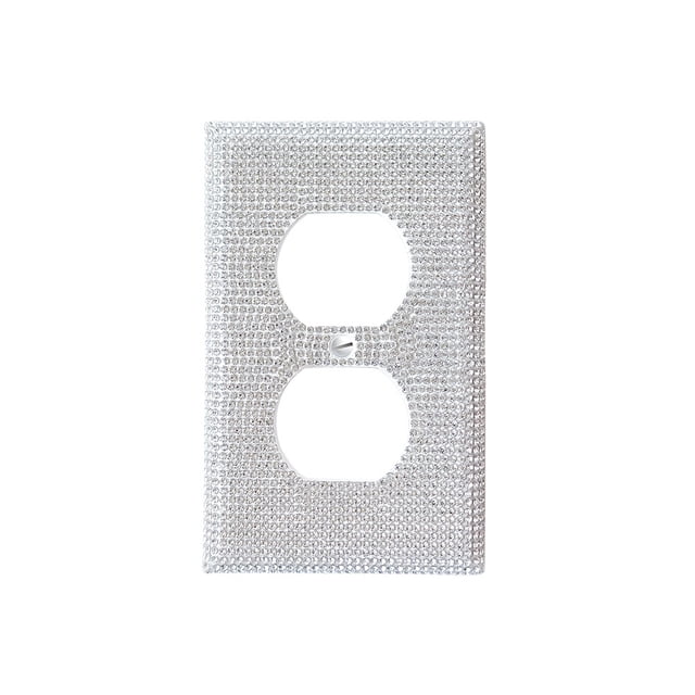 TYPPKMM Shiny Wall Plate Cover with Strong Silver Rhinestones Decorative Home Improvement Accessory Outlet Covers