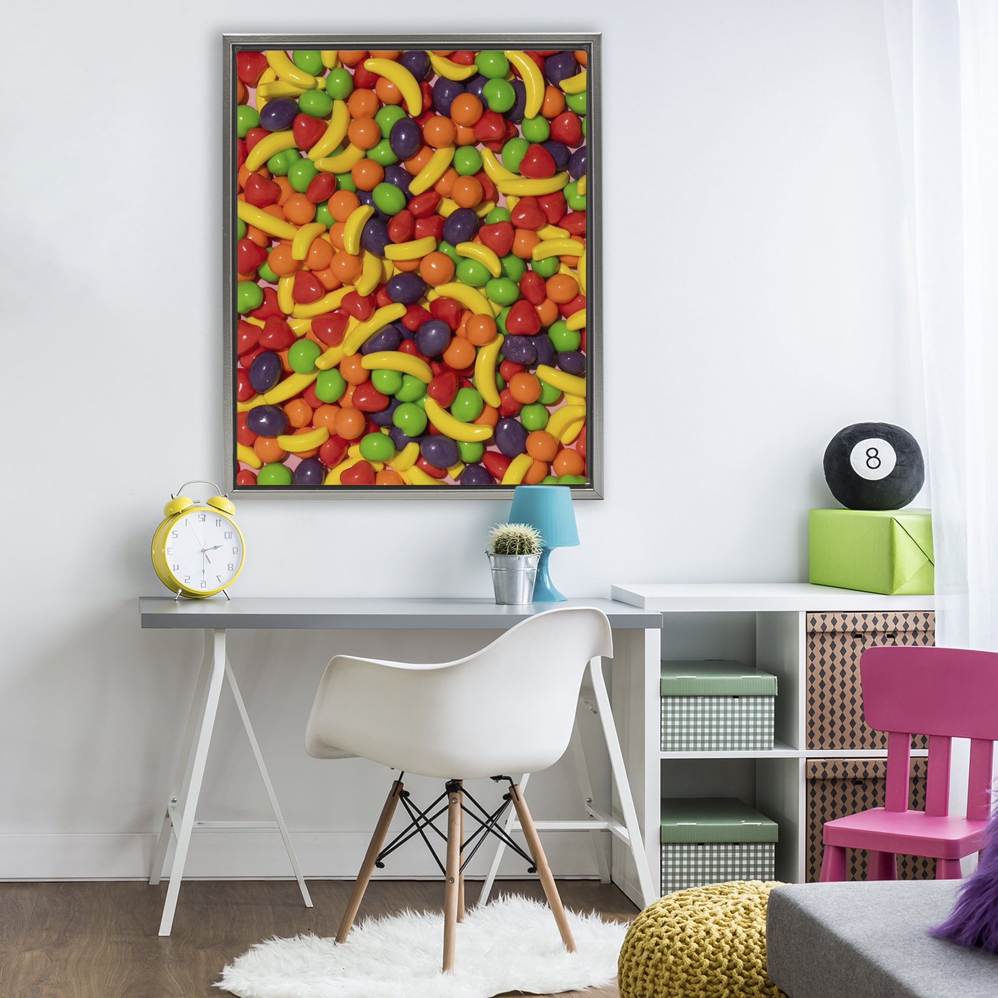 Stupell Industries Retro Assorted Fruit Candy Gray Framed Floater Canvas Wall Art, design by LISH Creative