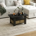 thumbnail image 5 of HOMLUX Modern Wood Storage Tea Table Coffee Table with Shelf & Bin Drawer for Small Space Living Room, Espresso/Black, 5 of 8