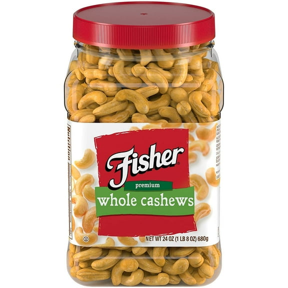 Fisher Snack Premium Whole Cashews, 24 oz, Naturally Gluten Free