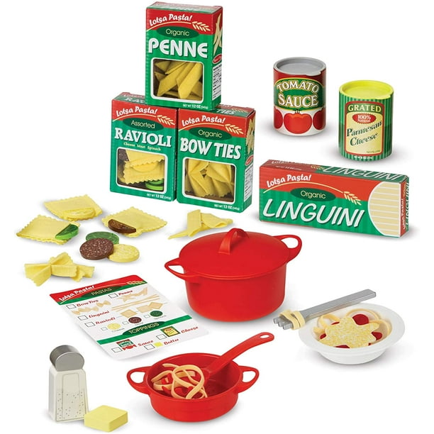 Set Preparar y Servir Pasta Melissa & Doug con 50 Accesorios Guía y Utensilios para Cocinar Infantil Melissa & Doug MD-3834