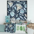 thumbnail image 2 of Designart 'Navy Blue Botanical Pattern With Feathers' Traditional Framed Canvas Wall Art Print, 2 of 5