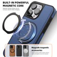 thumbnail image 4 of Allytechgroup Magnetic Case for iPhone 16 Pro, Built-in Invisible 360° Rotatable Kickstand, Compatible with MagSafe, PU Leather Slim Shockproof Protective Phone Case Cover, Blue, 4 of 7