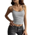 thumbnail image 2 of Women's Striped Spaghetti Strap Cami Top, Slim Fit Sleeveless Casual Tank Top, Basic Summer Camisole Tee for Daily Layering Wear 04-Light Gray M, 2 of 5