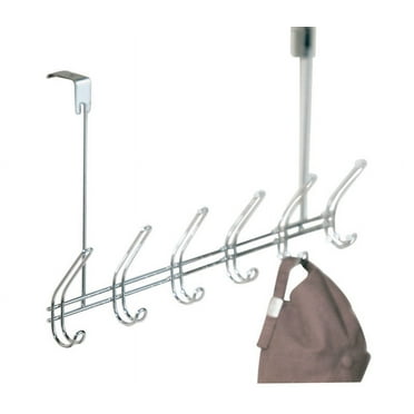 iDesign Classico Over-the-Door 6-Hook Storage Rack, Chrome