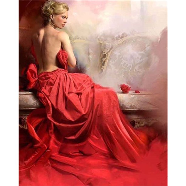 Cuadros Decorativos Girl Back Shadow Oil Paint By Numbers Kit DIY Acrílico Dibujo sin marco (B1802) Likrtyny embutido en tela