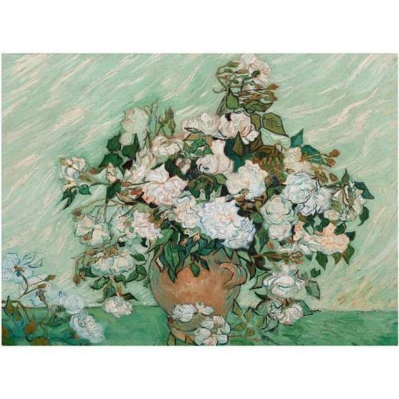 Trademark Fine Art Vincent van Gogh Roses 1890 Canvas Wall Art - 14x19