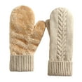 thumbnail image 5 of KHONTS Women's Mittens Winter Gloves Warm Fleece Lining Mittens Cozy Thick Crochet Cable Knit Gloves Beige One Size, 5 of 5