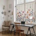 thumbnail image 5 of Spring Floral Kitchen Curtain for Berdoom Living Room Cafe 54 Inch Length, Elegant Pastoral Flowers Watercolor Botanical Tiers Curtains Light Filtering Drapes Window Treatment 2 Panels 52"Wx54"L, 5 of 8